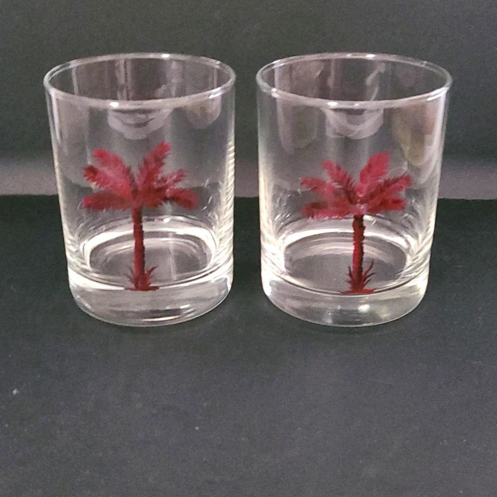 Set of 2 Palm Tree Whiskey Glasses